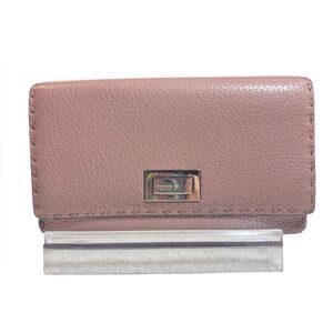 Auth FENDI Pink Leather Selleria Continental Long Bifold Wallet Preloved